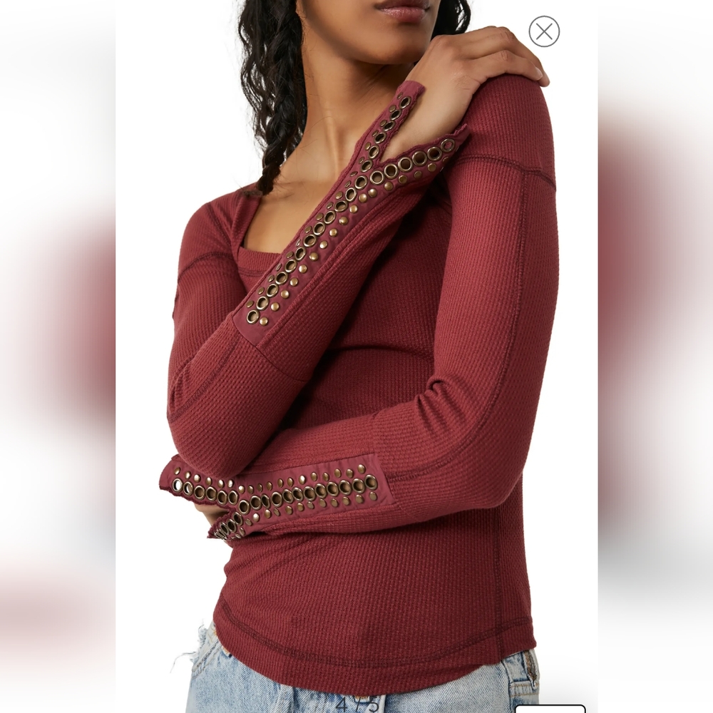 NWT Free People A Little Unruly Top in Red Jasper Sz S Free shipping👍 - Picture 2 of 12